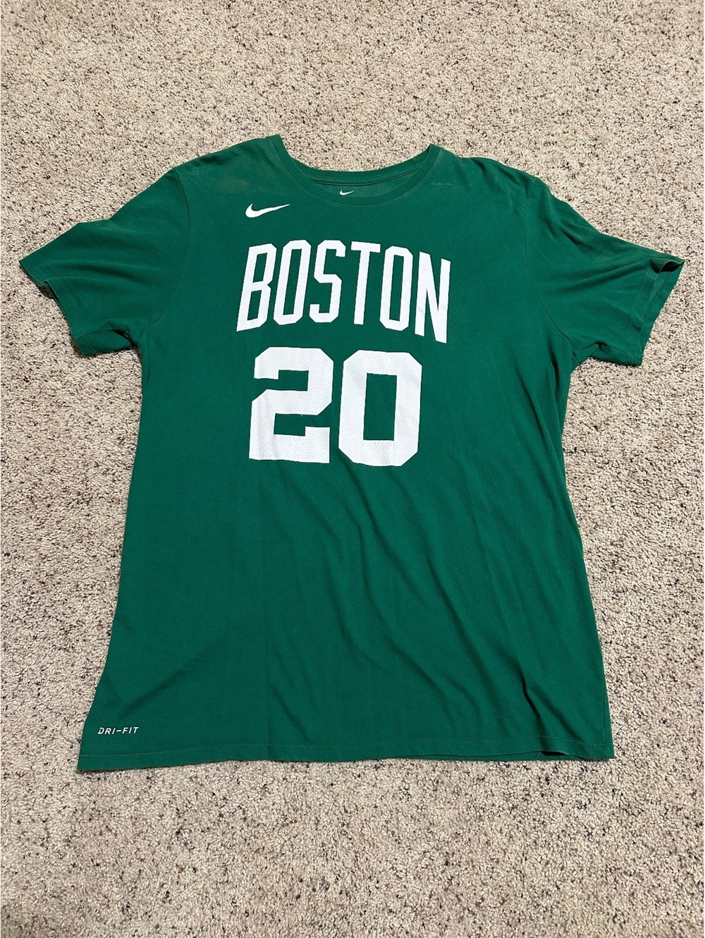 Nike Boston Celtics #20 Hayward Green Athletic Cut Dri-Fit T-Shirt XL